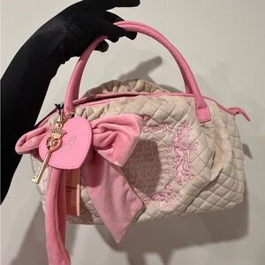 Elegant Pink and Cream Quilted Satchel